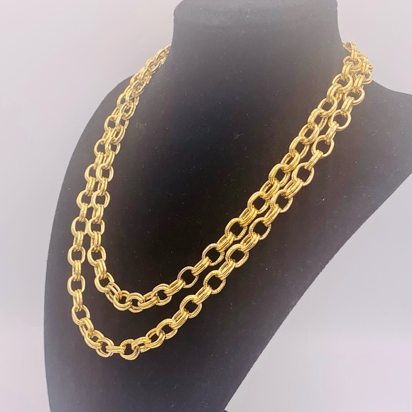 Long 35” vintage gold chain necklace new old stock double link - Picture 11 of 11